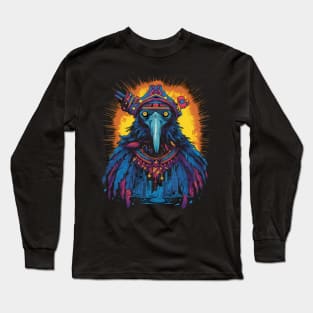 Psychedelic DMT Art Crow Portrait Long Sleeve T-Shirt